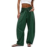Dokuritu Barrel Sweatpants Women Casual Drawstring Elastic Waist Wide Leg Sweatpant with Pockets Lounge Baggy Pants