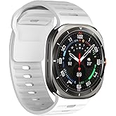 NTidea Compatible with Samsung Galaxy Watch 7 Ultra 47mm Band (2024 New), Quick Release Soft Silicone Sport Strap Women Men Replacement Accessory Fit for Samsung Galaxy Watch Ultra Band, White