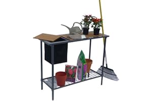 JEWETT CAMERON LUMBER CORP Potting Bench - Weatherguard Garden and Greenhouse Workbench Portable Gardening Center - Features removable trimmings bin and adjustable shelf (39"W x 32"H x 15"D)