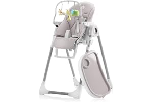 Sweety Fox Baby High Chair Adjustable to 7 Different Heights - Grey Baby Chair - Silla para Comer de Bebe - Foldable High Chairs for Babies and Toddlers