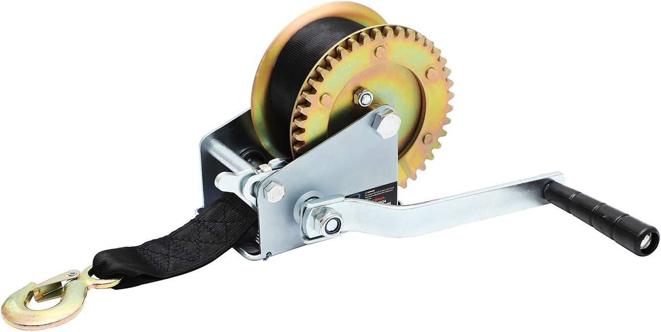 KATSU Heavy Duty Hand Winch, 630KG 1388LB Boat Tailer Winch with 8m Webbing Strap for Caravan Marine Truck SUV ATV UTV 325924