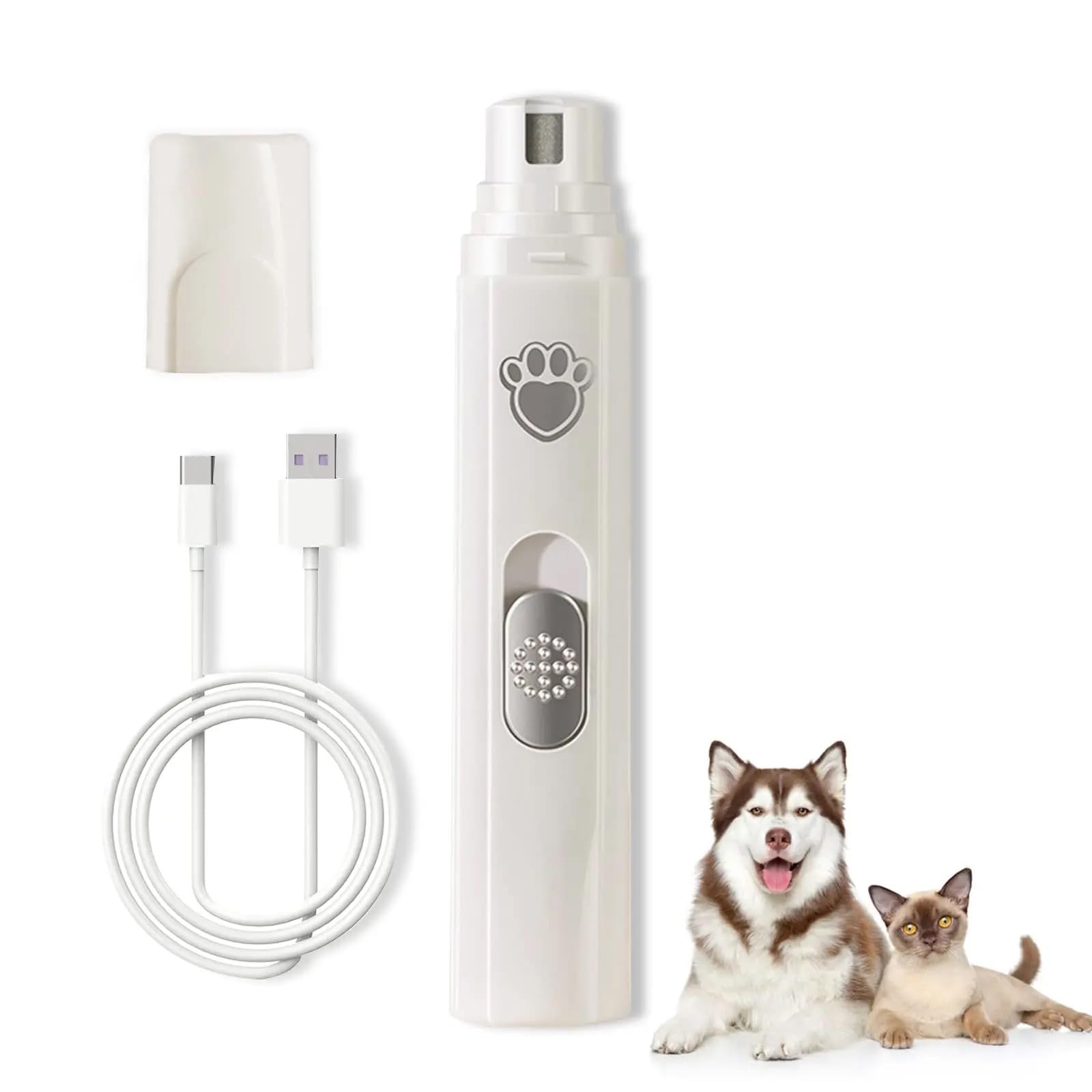 IFaca Dog Nail File, Dog Nail File, Electric Nail Clipper, Painless Nail Clipper for Small Medium and Large Dogs and Cats, 2 Speeds