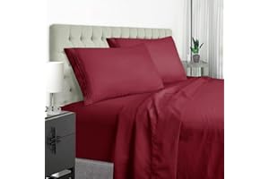 EaseHome Burgundy Twin Size Bed Sheet Set for Girls Teens - Deep Pocket to 18 inches Mattress 3 Piece - Premium Bedding Sheets & Pillowcases Collection - Extra Soft