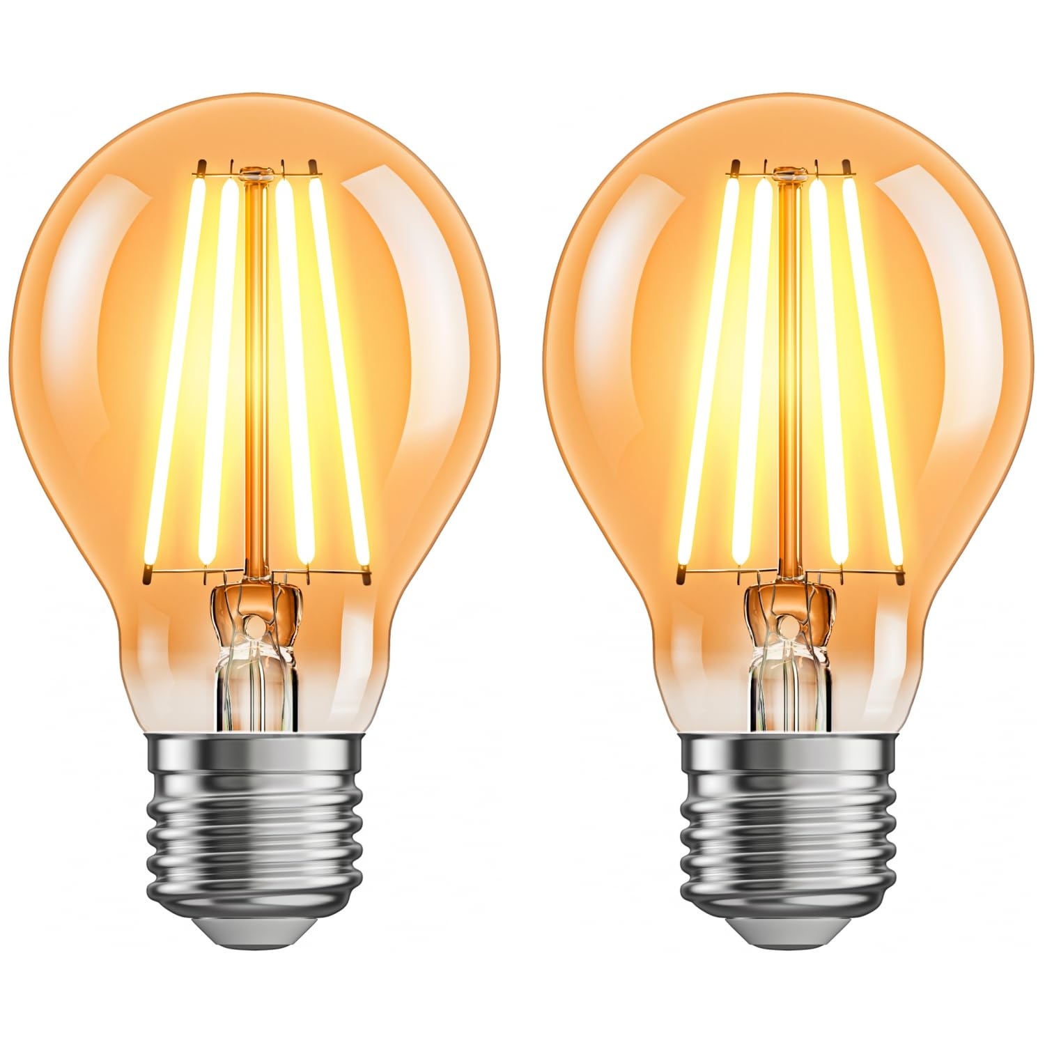 ledscom.de 2 Pieces E27 LED Bulb, A60, Extra Warm White (2400 K), 7 W, 778lm, 3-Step dimmer, Gold-Coloured