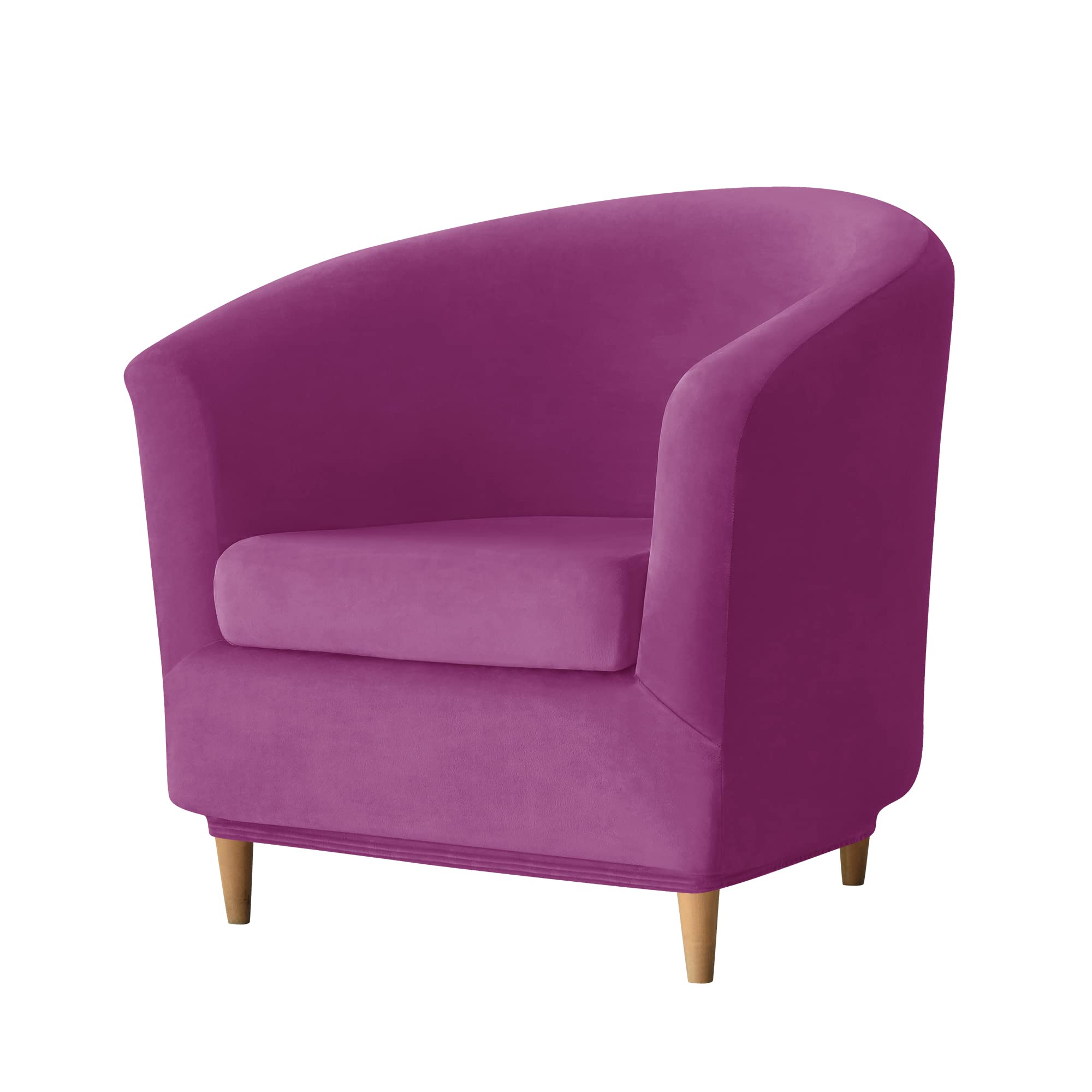 GEOCANG 2-piece set Club Chair Slipcover, Washable Stretch Sofa Slipcover Tub Chair Cover Armchair Protector Club Chair Cover Furniture Cover with Elastic Stretch Velvet (Purple) — image 1