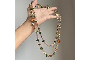 Olive/Brown Shell Nugget and Glass Crystal Bead Necklace