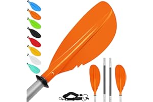 VEITHI Kayak Paddle,88in 4 Pieces Boat Oars Kayak Paddles,Heavy Duty Aluminum Alloy Shaft Float Lightweight Detachable Adjustable Fishing Kayak Paddle for Adults with Paddle Leash(8 Color ，1Pack,2Pack)