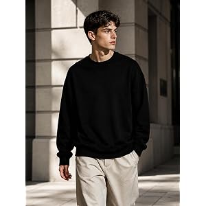Men's Lightweight Thin Fleece Lined Crew Neck Long Sleeve Versatile Layering Sweatshirt Fall Winter Daily Casual Top
