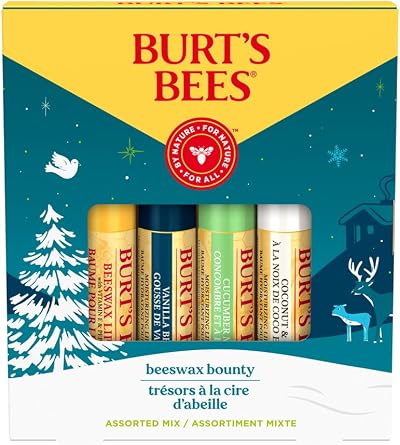 Burt's Bees Lip Balm Gift Set 4x4.25g Beeswax Vanilla Cucumber Coconut Pear