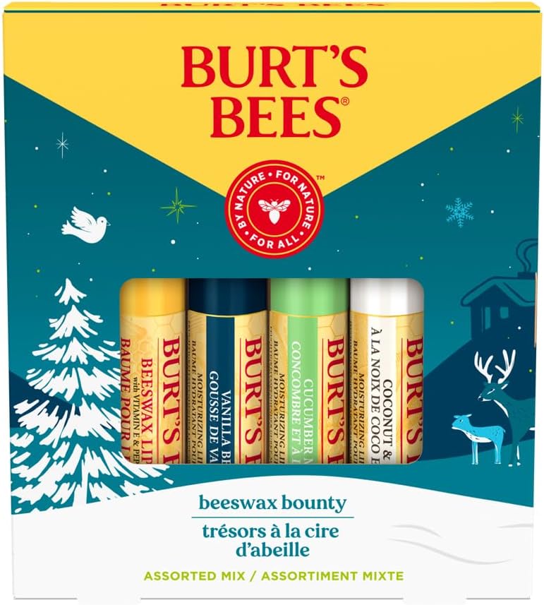 Burt's Bees Lip Balm Gift Set 4x4.25g Beeswax Vanilla Cucumber Coconut Pear