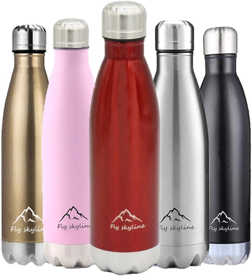 Cola Bottle Vacuum Insulated Double Wall Stainless Steel Leak-proof Cola Shape Sports Water Bottle Keeps Your Drink Hot & Cold 17oz/500ml (Champagne)