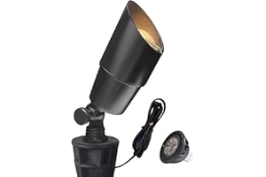 COLOER Brass Low Voltage Landscape Spotlight(Black) 1-Pack with 5W Aluminum Housing MR16 LED Bulb 2700K 450LM CRI85+,12V AC/DC Outdoor Uplighting, Directional Garden Patio Spot Up Light(101B-Black)