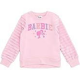 Barbie Girls Fleece Pullover Sweatshirt with Faux Fur Sleeves Toddler to Big Kid Sizes (2T - 14-16)