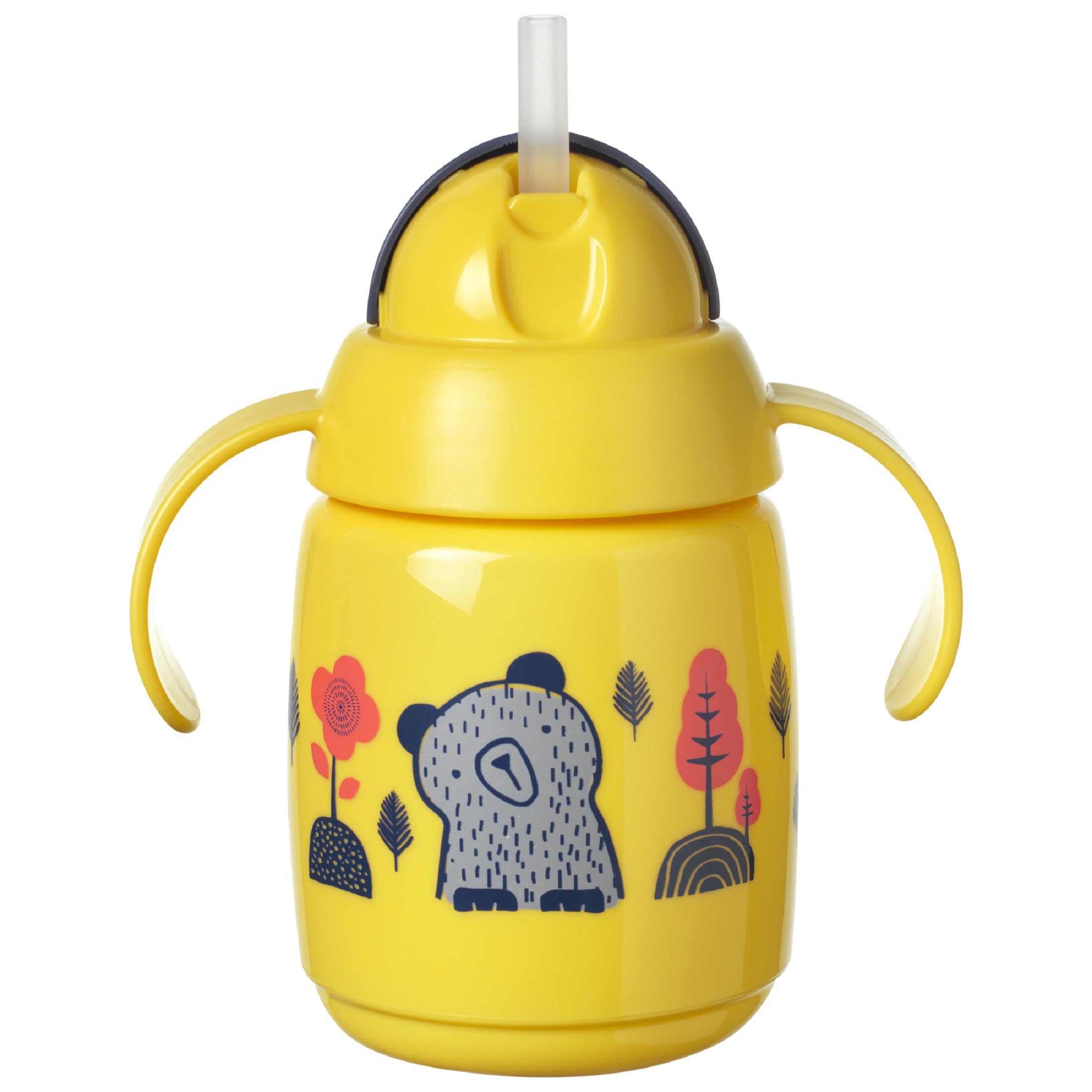Tommee Tippee Superstar Training Straw Cup, 300ml, for 6m+, Yellow, Non-Spill Weighted Straw Cup for Toddlers with Soft Silicone Straw, Leak Proof and BPA Free