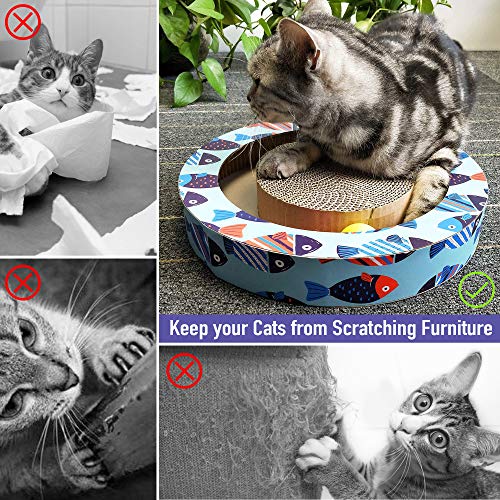 Petper Cat Scratcher Scratching Pads, Round Cat Scratch Board with Ball