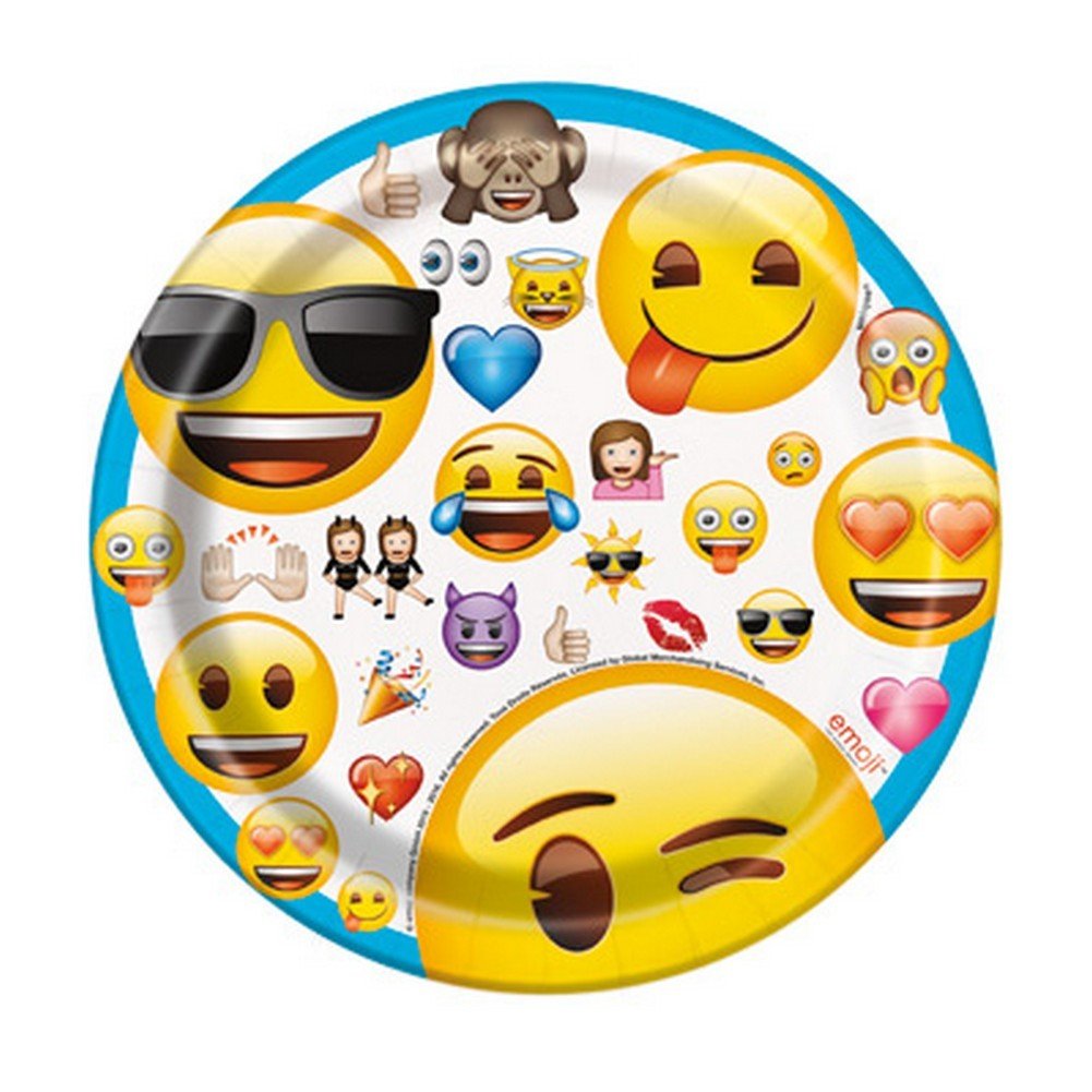 Unique Party 50603 - 18cm Emoji Party Plates, Pack of 8