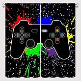 Fangpamz Gamepad Window Curtains for Kid Girls Boys Bedroom, Gamer Video Game Colorful Game Controller Rod Pocket Thermal Insulated Darkening Window Drapes for Bedroom Living Room, W42xL45 Inch Decor