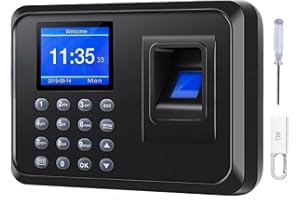 Mokhike Time Clocks for Employees Small Business, 2 in 1 Time Clock (Fingerprint & Password) Employee Clock in & Out Machine Attendance Punch Clock Recorder Tracker for Small Businesses & Offices