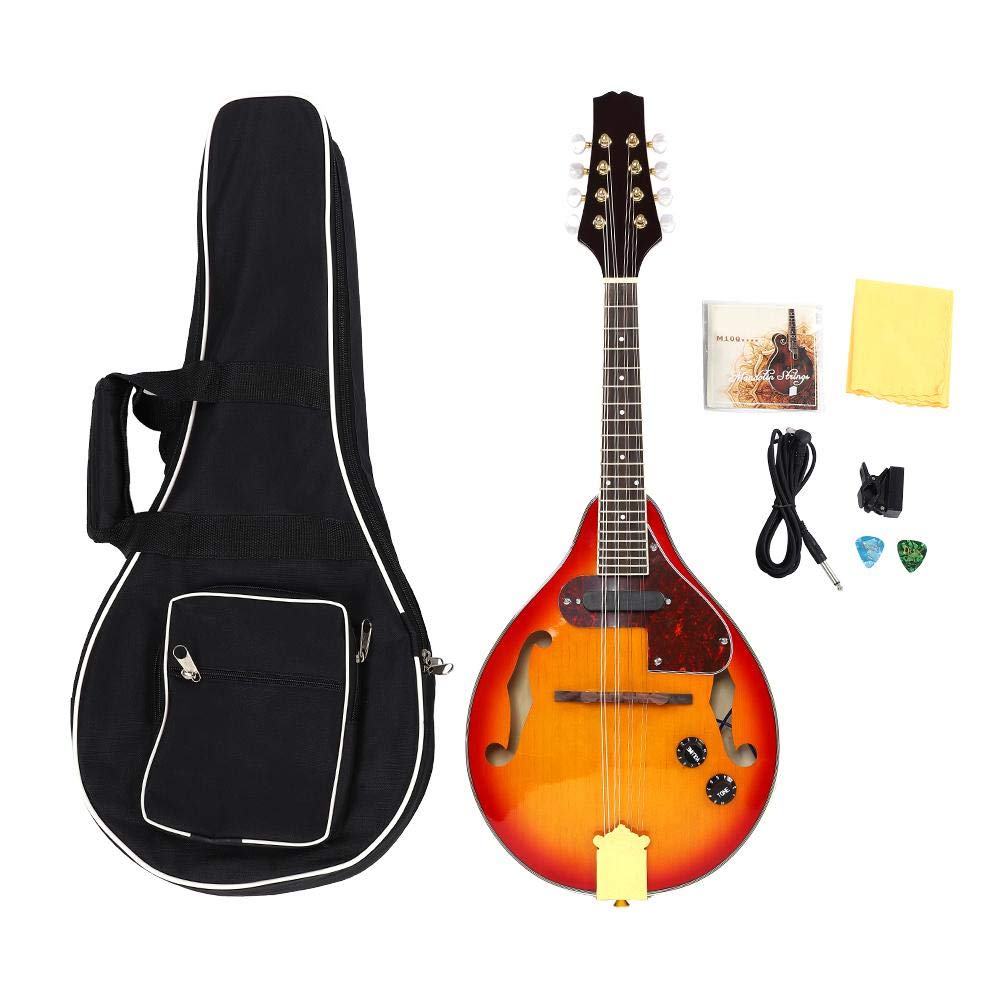 Dilwe Mandoline électroAcoustique 8 Cordes Mandoline avec Sac de