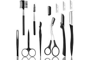 ELEGGLO Eyebrow Trimmer Set,Suitable for everyone Eyebrow,Eyelash and Facial Beauty,Including Eyelid razor,Eyebrow Scissor，Eyebrow Scissor with Comb,Eyebrow Brush, Tweezers,Angled Eyebrow Brush(12 in 1)