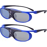 Cocar 3D Glasses, Active Shutter 3D DLP Link Rechargeable 3D Eyewear for Acer ViewSonic BenQ Optoma Philips Panasonic Vivitek Dell Jmgo Cocar Cocar 3D Projectors - Blue Pack of 2