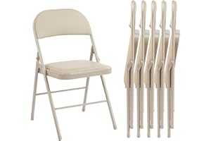 NEWBULIG Folding Chairs for Outside, Outdoor & Indoor Event Portable, Comfortable and Lightweight, 6 Pack, Khaki