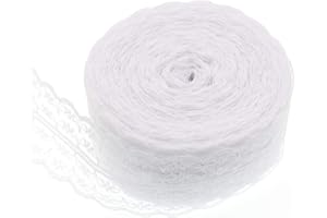 ATRIBBONS ATRBB 25 Yards White Lace Trim Roll Patterns Lace Ribbon for Sewing Making,Gift Wrapping and Bridal Wedding Decorations (Style 6)