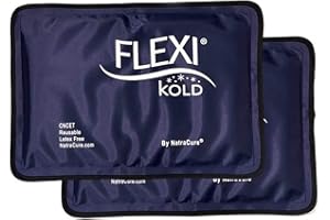 2 FlexiKold Gel Ice Packs - Ice Packs for Injuries Reusable, Back Pain Relief, Knee Ice Pack Wrap, After Surgery, Ice Pack for Knee - 6303-COLD-2PK by NatraCure - Medium - 7.5” x 11.5” – 2PK