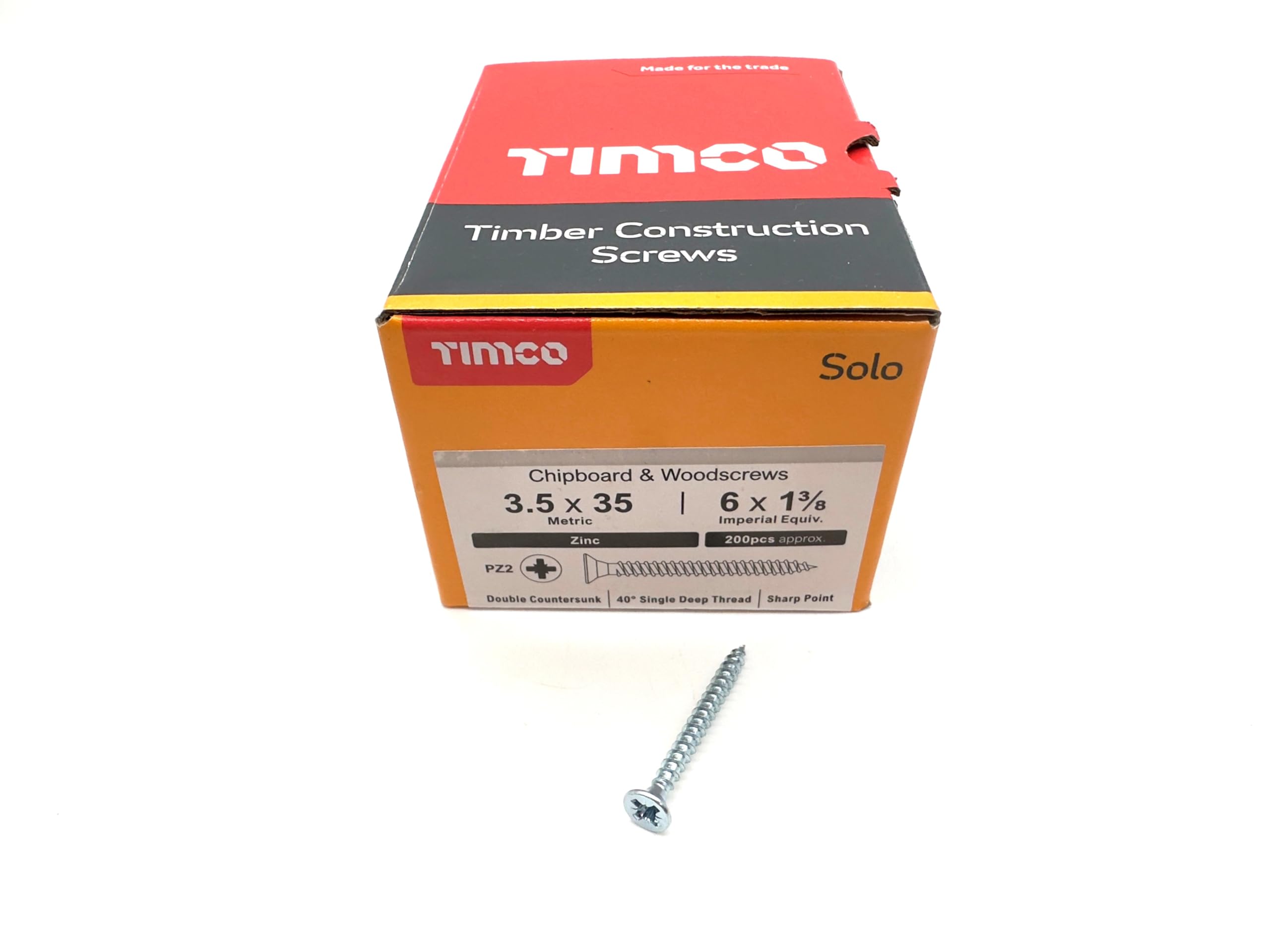 200 Pcs Silver Wood Screws Double Countersunk General Purpose (3.5mm x 35mm)