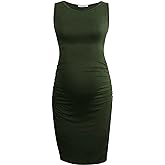 Smallshow Women's Sleeveless Maternity Dress Ruched Pregnancy Clothes