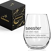 Innfueunun Sister Birthday Gifts Idea Seester Definition Wine Glass Funny Best Friend Bestie, Big Sister Sorority Gift, Friendship Soul Gifts for Women