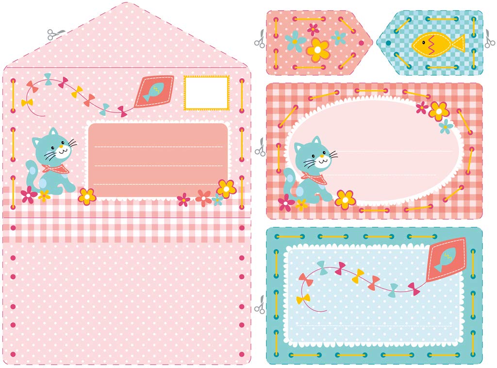 Vervaco Embroidery Kit: Invite Cards: Kitten: Set of 5, NA, 18.5 x 26cm