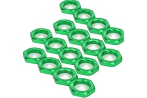 UURCSKY Aluminum 17mm Wheel Nut Thread 1.0mm for 1/7 1/8 RC Model Car ARRMA 6s HSP Redcat Himoto Monster Trucks Off Road Buggy Upgraded Parts 16 pcs/Set (Green)