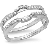 Dazzlingrock Collection 0.28 Ctw Round Natural Diamond Women Anniversary Wedding Band Enhancer Double Ring 14K Real Solid Gold
