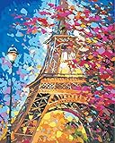 DIY Painting by Numbers for Adults, Paint by Number Kit On Canvas for Beginners, New Painters, Gift Package from SEASON (Eiffel Tower)