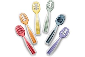 NumNum Baby Spoons Self Feeding 6 Months, 6-Pack Rainbow | First Stage Silicone Pre Spoon Utensils For Baby Led Weaning, BPA Free Baby Feeding Essentials, Dishwasher Safe