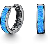 CUOKA MIRACLE 925 Sterling Silver Opal Hoop Earrings for Women - Opal Hinged Huggie Hoops, Hypoallergenic Small Hoop Earrings for Sensitive Ears, Dainty Everyday Jewelry Birthday Christmas Gift