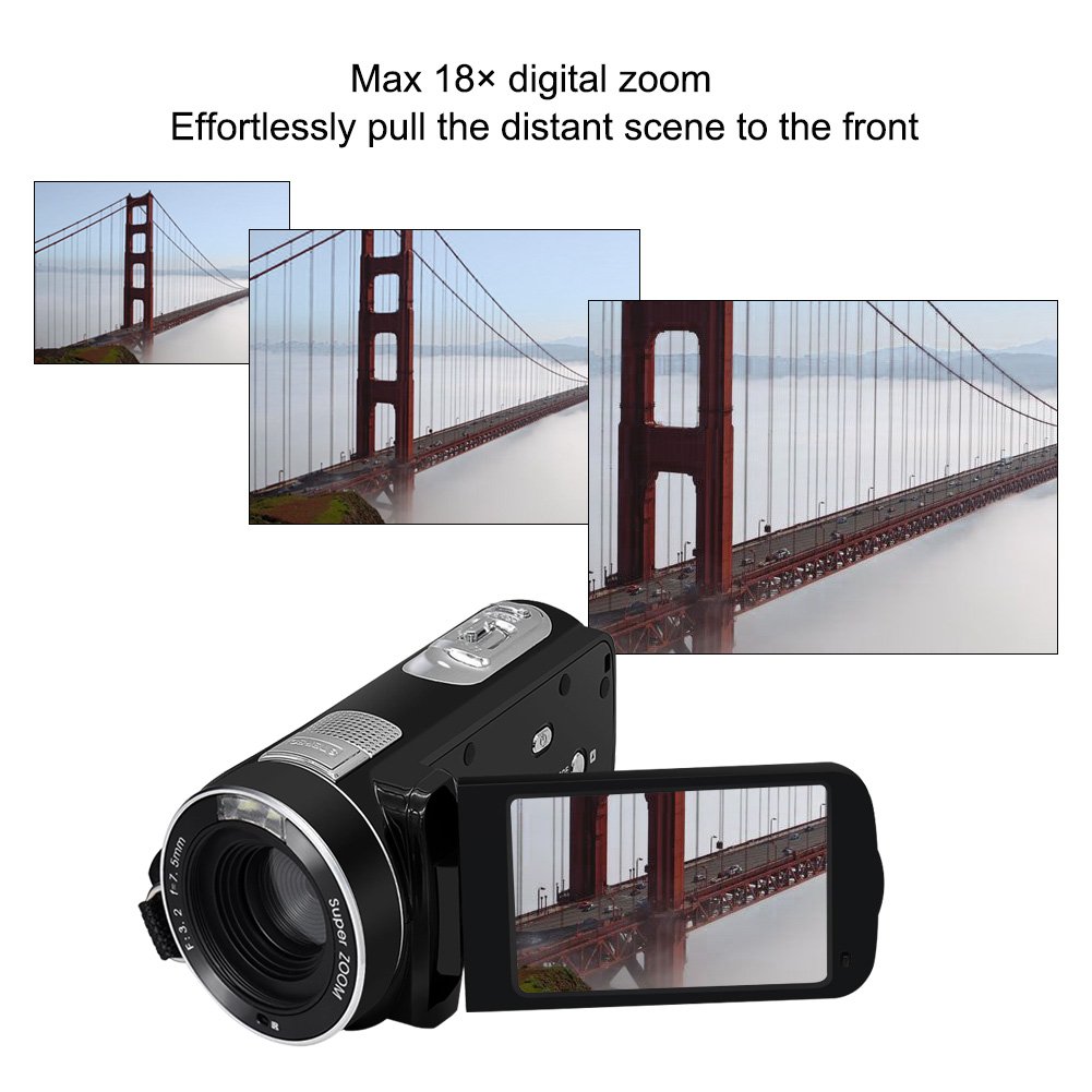 Camcorder Video Camera SEREE Full HD 1080P 24.0 MP Digital Camera 18× Digital Zoom Portable Video Recording