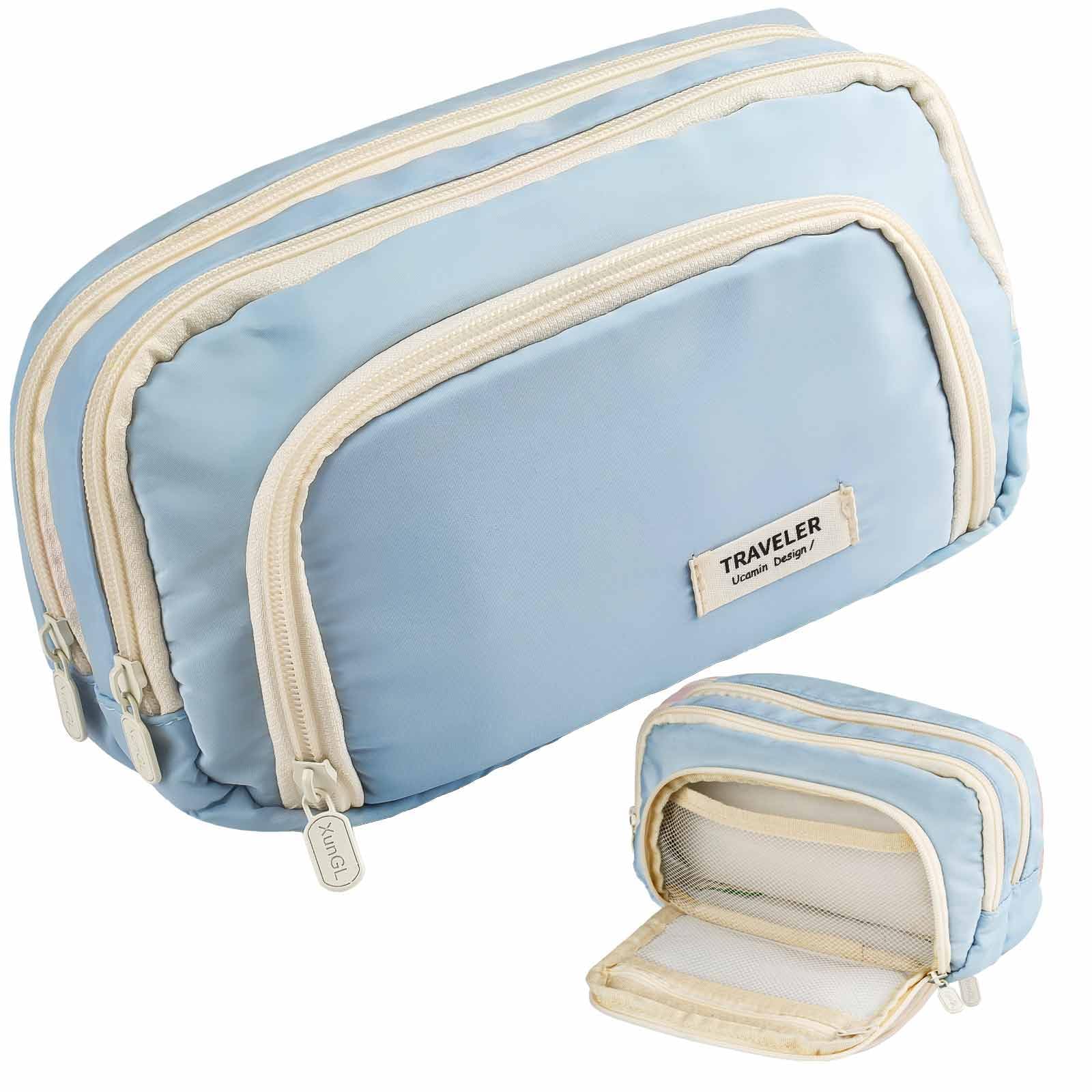 Tikplus Pencil Case Large Capacity, Big Pencil Case with 3 Compartments, Lightweight Zip Pencil Pouch Pen Bag for Girls Teenage Stationery Organizer, Makeup Bag for Women, Men