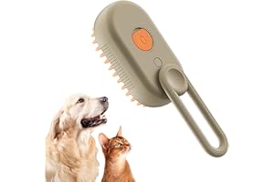 ENTTGO Steamy Pet Brush - Convenient Hair Removal, Easy Collection, Massage Function - Ideal Steam Brush for Cats! (Coffee)