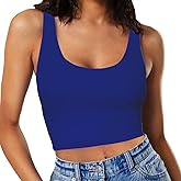 SanxiawaBa Women’s Sexy Sleeveless Crop Tops Double Layer Scoop Neck Cropped Tank Top