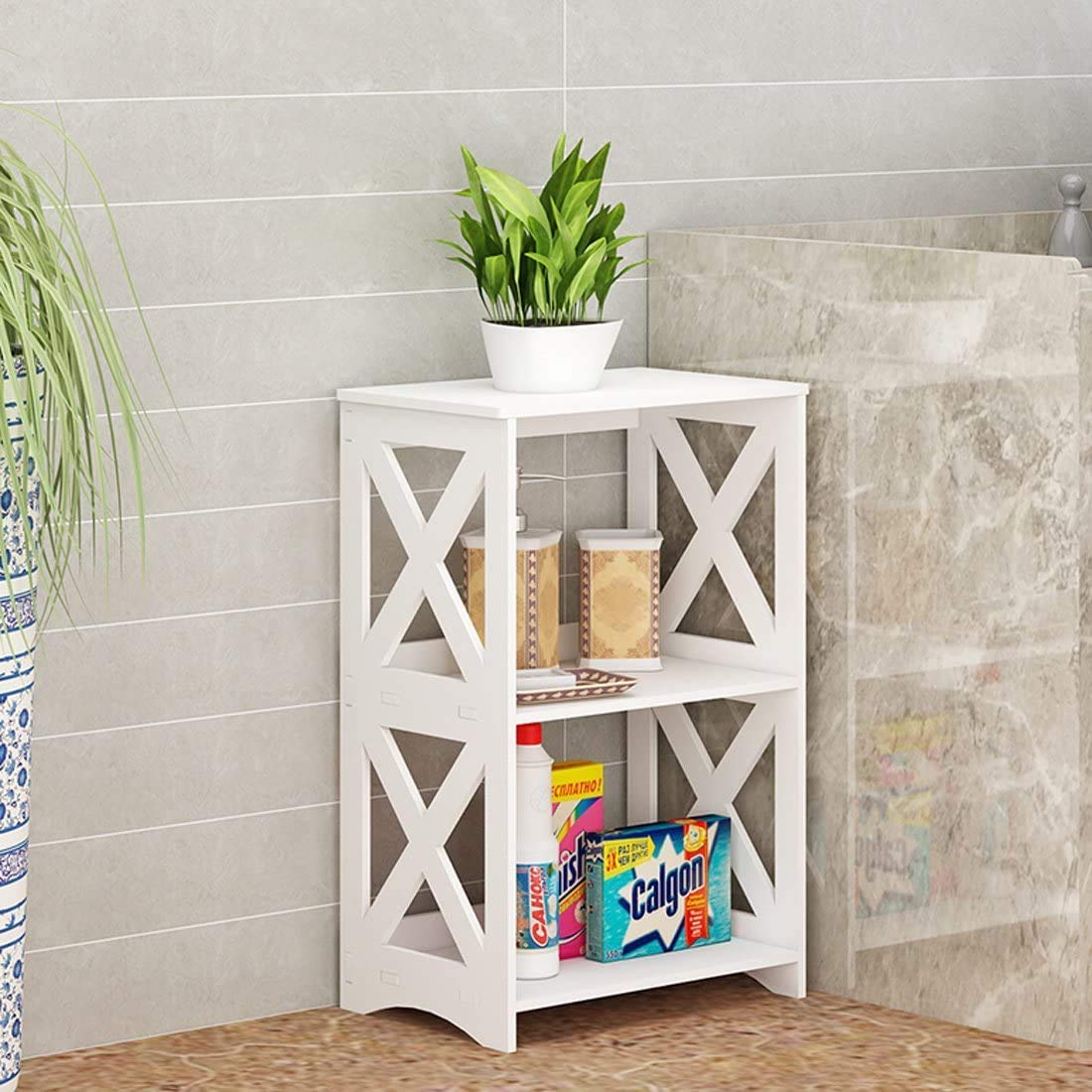 Riipoo Side Table, End Bedside Table, White Nightstand, Small Bathroom Table Shelf for Small Spaces, Living Room, Office, Dorms