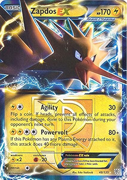 Amazon Com Pokemon Zapdos Ex 48 Bw Plasma Storm Holo Toys Games