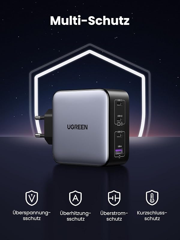 Nexode 100W USB C Ladegerät, 4 Ports, GaN Netzteil, Laptop Charger