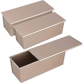 TAICHEUT 3 Pack Pullman Loaf Pans with Lid, 12 x 4 Inch Non-Stick Sandwich Bread Pan, Gold Loaf Pans for Homemade Baking Bread, Sandwiches and Toast