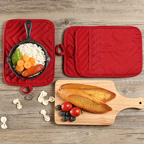 VEIKERY Oven Pot Holder with Pocket 100 Cotton Heat Resistant Coaster