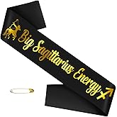 Big Sagittarius Energy Sash with Gold Foil, Black Zodiac Sagittarius Birthday Sash, November December Birthday Sash, Horoscope, Astrology Bday Party Decorations, Ideas, Gifts, Jokes and Favors