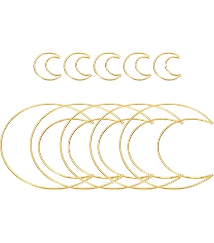 Unique Bargains Anneaux Attrape-Rêves 12 Pouces, 10 Pcs Couronne en Macramé Métallique Anneau Rond Floral, Argent