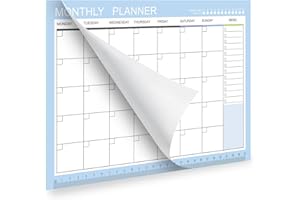 Phyxin Undated Monthly Planner, 54 Sheets Blank Calendar with Memo, 11.2"x8.3" Monthly Calendar Planner, Tear Off Blank Planner with Daily Schedule & Calendar, Blue