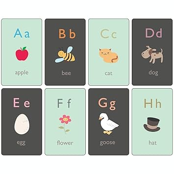 Paper Plane Design Educational Cards for Kids, ABC Alphabet Flash Cards Animal Theme Laminated, Waterproof, Multicolor, Size 3.5 X 5.5 Inch Pattern153